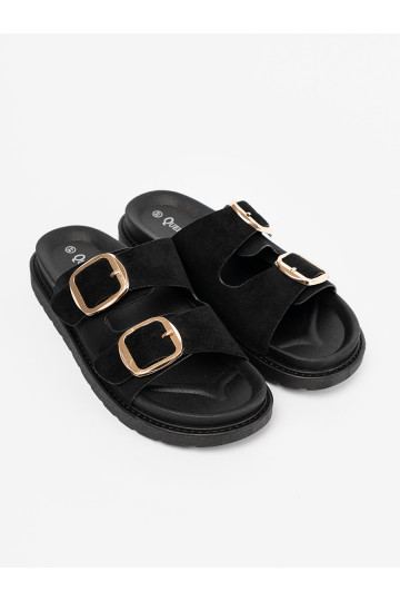 Pantofle  Černé ze mi klamrami 2