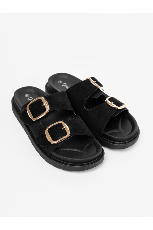 Pantofle  Černé ze mi klamrami Pantofle  Černé ze mi klamrami