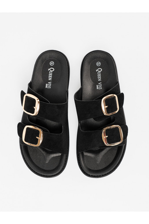 Pantofle  Černé ze mi klamrami Pantofle  Černé ze mi klamrami