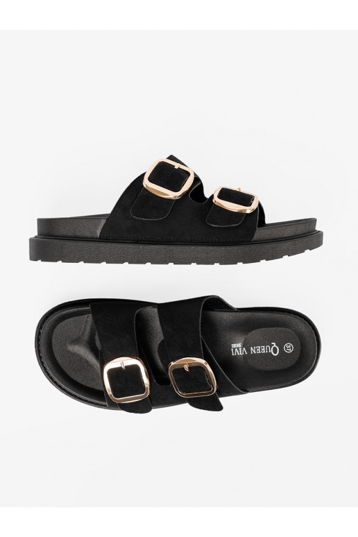 Pantofle  Černé ze mi klamrami Pantofle  Černé ze mi klamrami