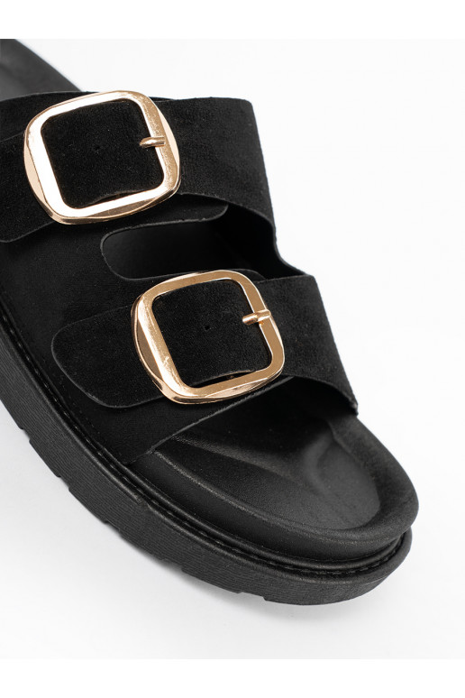 Pantofle  Černé ze mi klamrami Pantofle  Černé ze mi klamrami