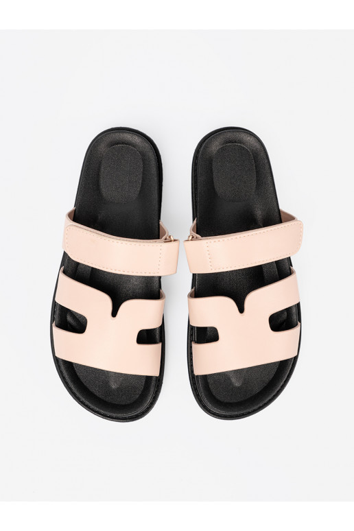 béžové Pantofle s popruhy  béžové Pantofle s popruhy