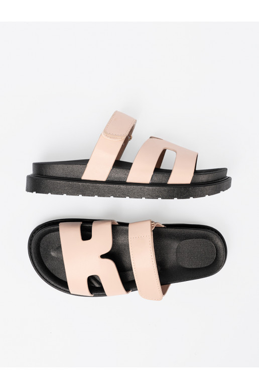 béžové Pantofle s popruhy  béžové Pantofle s popruhy