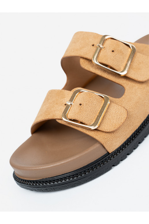 karamelová barva Pantofle  ze mi klamrami karamelová barva Pantofle  ze mi klamrami