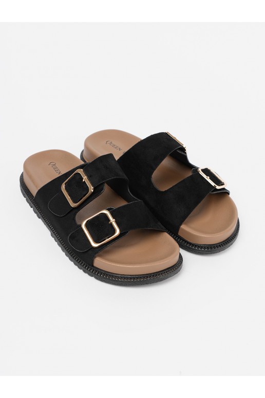 Černé Pantofle  ze mi klamrami Černé Pantofle  ze mi klamrami