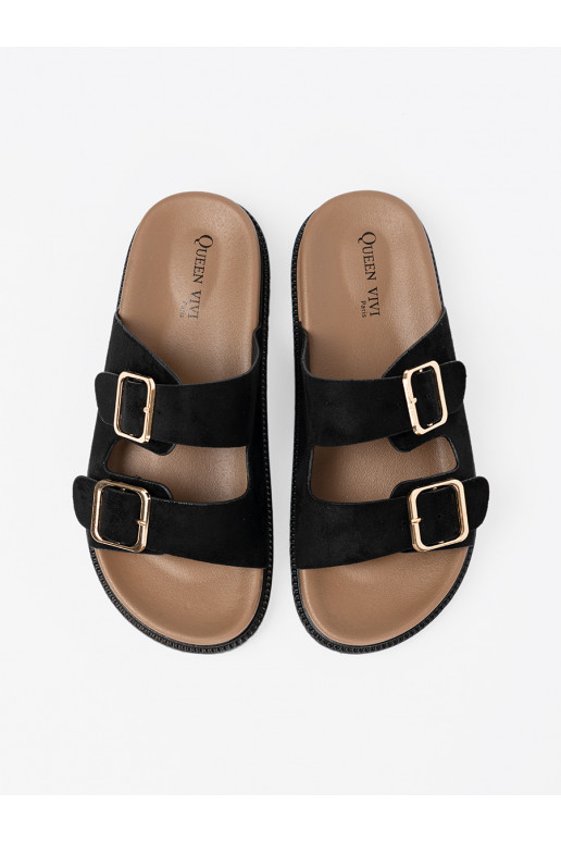 Černé Pantofle  ze mi klamrami Černé Pantofle  ze mi klamrami