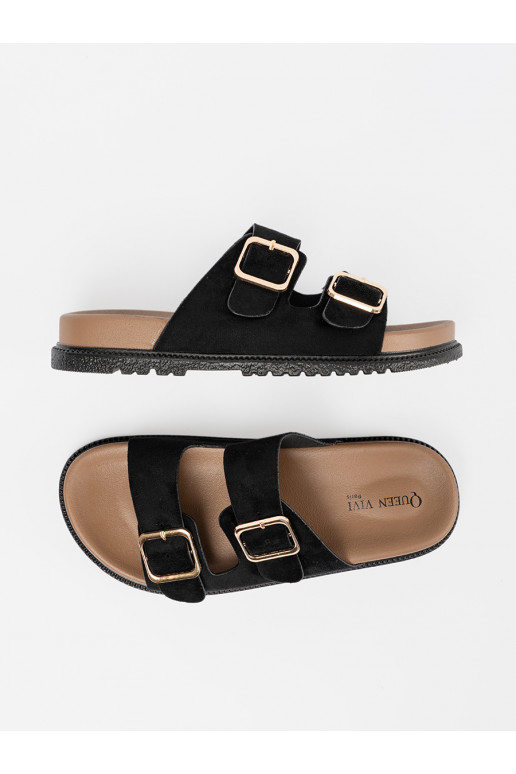 Černé Pantofle  ze mi klamrami Černé Pantofle  ze mi klamrami