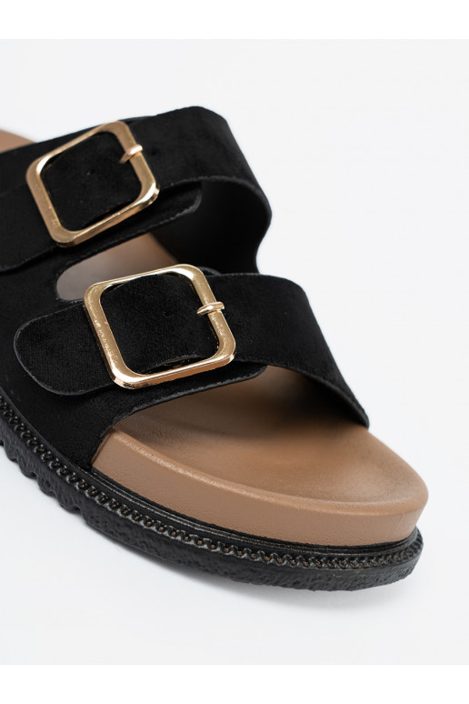 Černé Pantofle  ze mi klamrami Černé Pantofle  ze mi klamrami