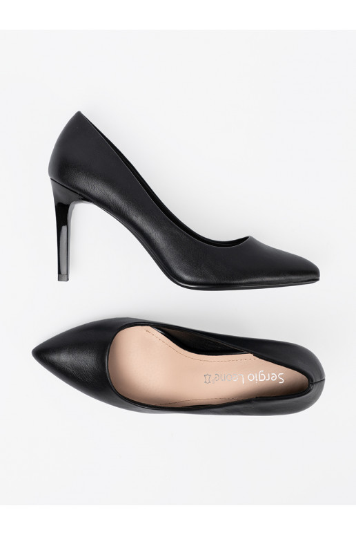  Černé vysoké podpatky s tenkým podpatkem