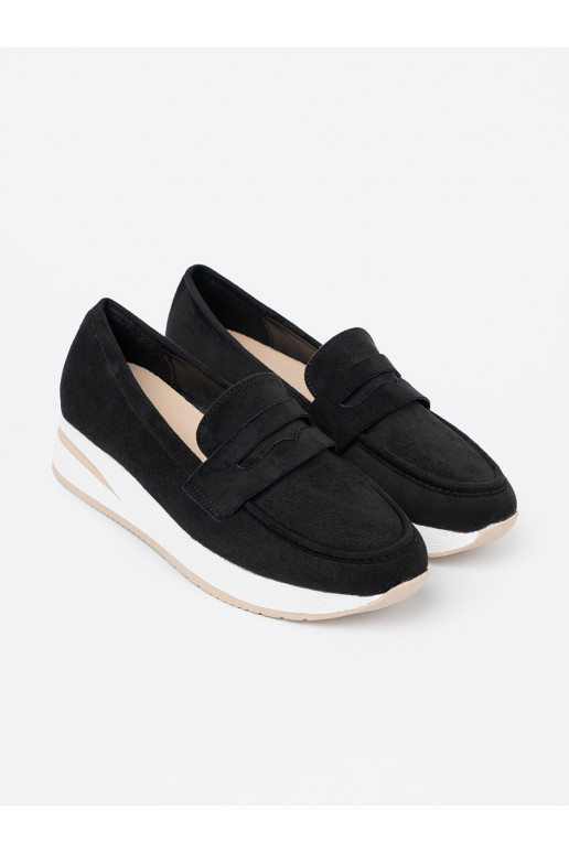 Černé Mokasíny s platformou ze semiše