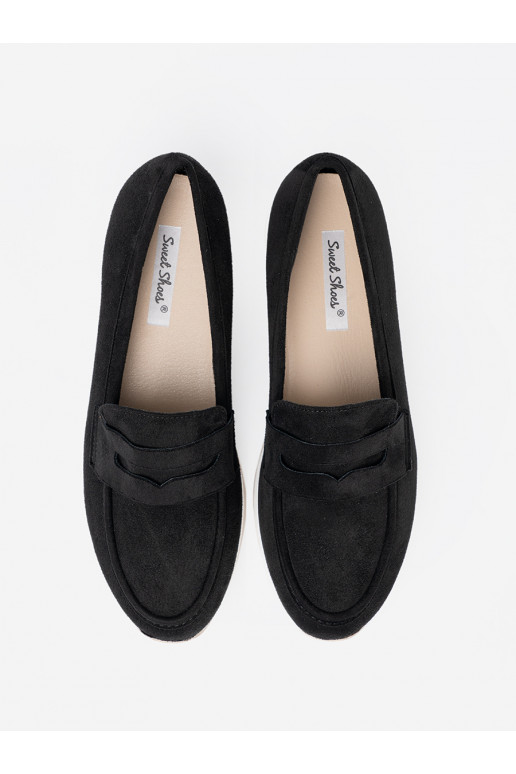 Černé Mokasíny s platformou ze semiše