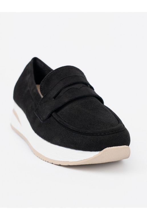 Černé Mokasíny s platformou ze semiše