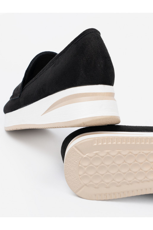 Černé Mokasíny s platformou ze semiše