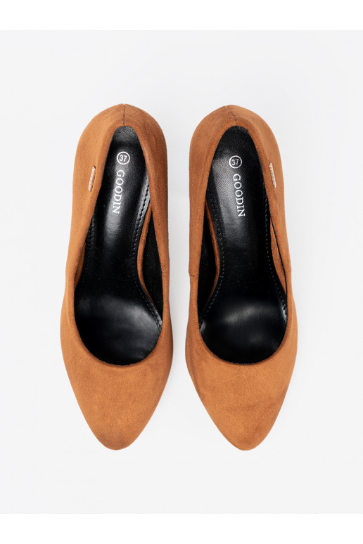 hnědá vysoké podpatky s černou podrážkou