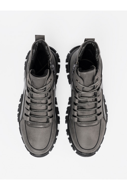 šedá se šněrováním Dřeváky z grubą podeszwą Sergio Leone