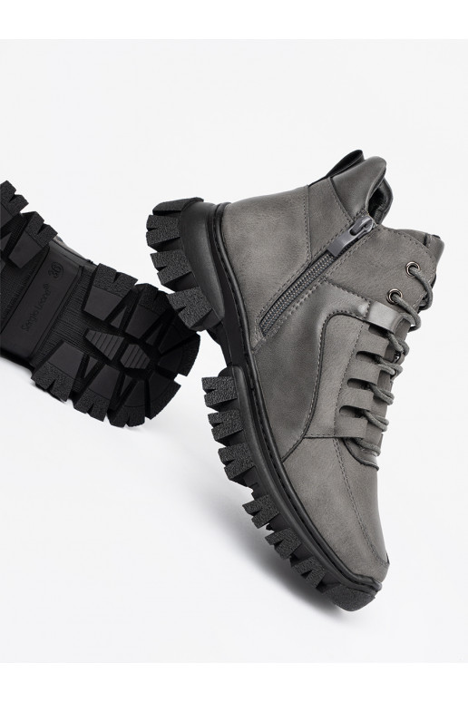 šedá se šněrováním Dřeváky z grubą podeszwą Sergio Leone