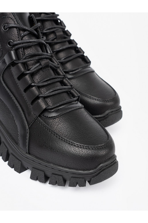 Černé se šněrováním Dřeváky z grubą podeszwą Sergio Leone