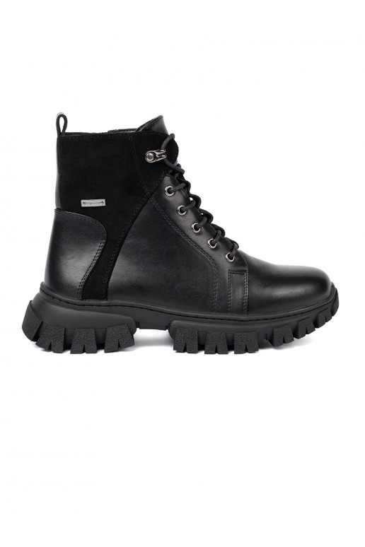 Černé boty z masywną podeszwą i suwakiem Sergio Leone