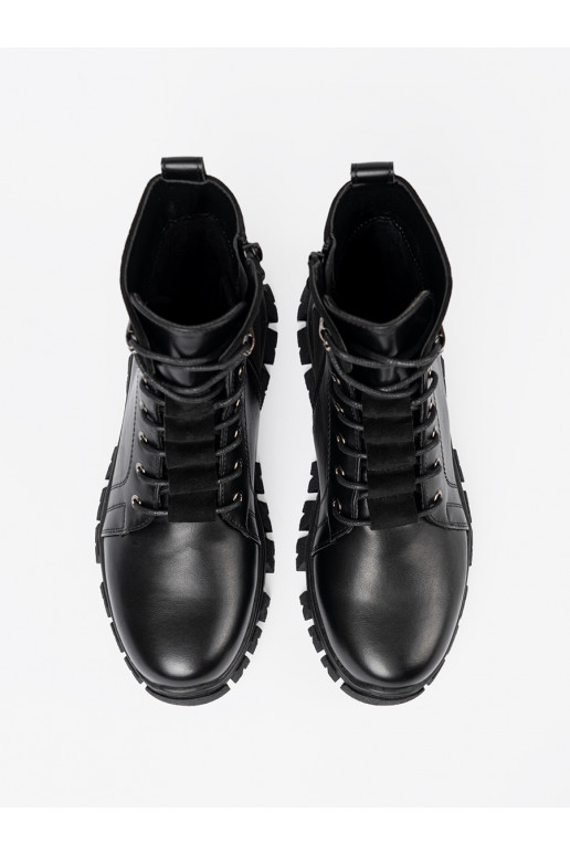 Černé boty z masywną podeszwą i suwakiem Sergio Leone