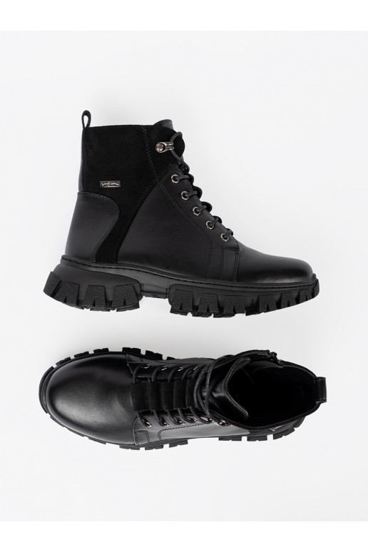 Černé boty z masywną podeszwą i suwakiem Sergio Leone