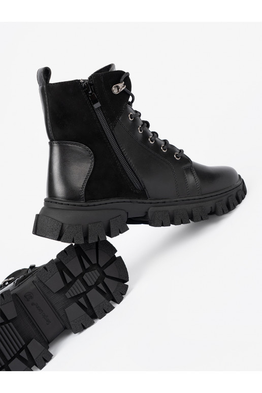 Černé boty z masywną podeszwą i suwakiem Sergio Leone