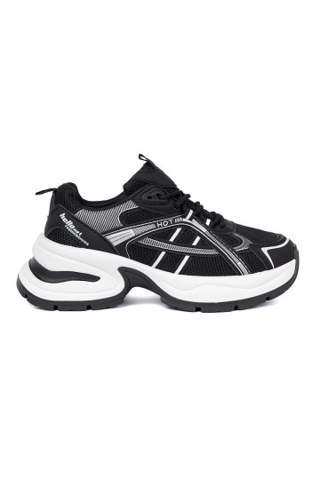 Černé Tenisky z przewiewną cholewką i masywną białą podeszwą