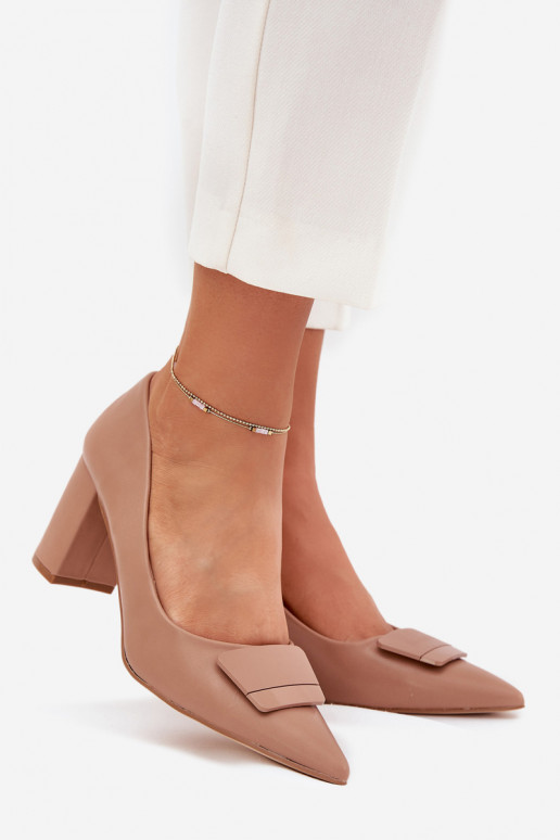 Obuv s podpatky s ornamenty béžové Celira Obuv s podpatky s ornamenty béžové Celira