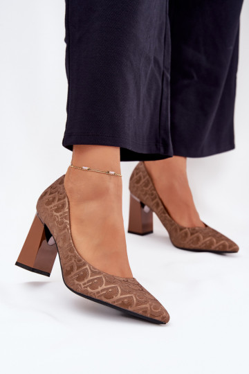 Boty na vysokém podpatku  Tłoczeniem Vinceza 62254 hnědá