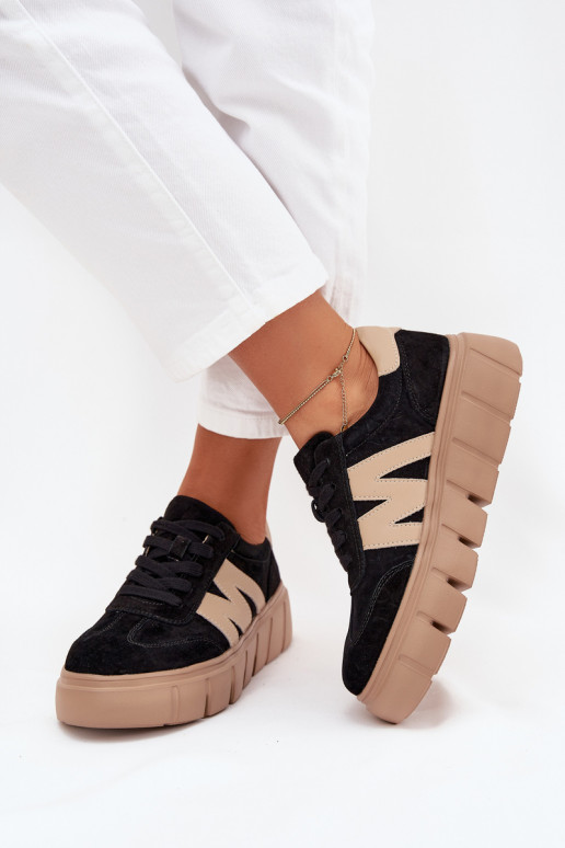 ze semiše  Tenisky s platformou Vinceza 79561 Černé ze semiše  Tenisky s platformou Vinceza 79561 Černé