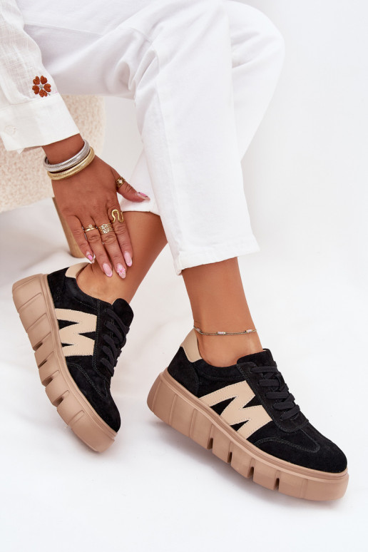 ze semiše  Tenisky s platformou Vinceza 79561 Černé ze semiše  Tenisky s platformou Vinceza 79561 Černé