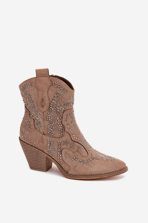 zateplené  Boty v kovbojském stylu  béžové Lelira