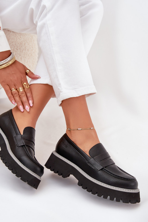 Dámské mokasíny s pozlacenou podrážkou  Big Star NN274049 Černé Dámské mokasíny s pozlacenou podrážkou  Big Star NN274049 Černé