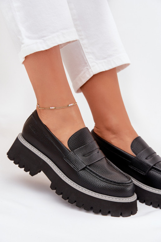 Dámské mokasíny s pozlacenou podrážkou  Big Star NN274049 Černé Dámské mokasíny s pozlacenou podrážkou  Big Star NN274049 Černé