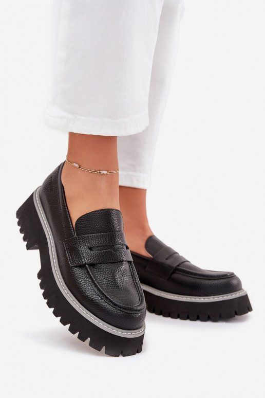 Dámské mokasíny s pozlacenou podrážkou  Big Star NN274049 Černé Dámské mokasíny s pozlacenou podrážkou  Big Star NN274049 Černé