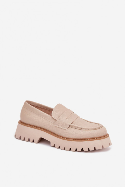 Dámské mokasíny s pozlacenou podrážkou  Big Star NN274050 béžové Dámské mokasíny s pozlacenou podrážkou  Big Star NN274050 béžové