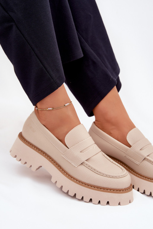 Dámské mokasíny s pozlacenou podrážkou  Big Star NN274050 béžové Dámské mokasíny s pozlacenou podrážkou  Big Star NN274050 béžové