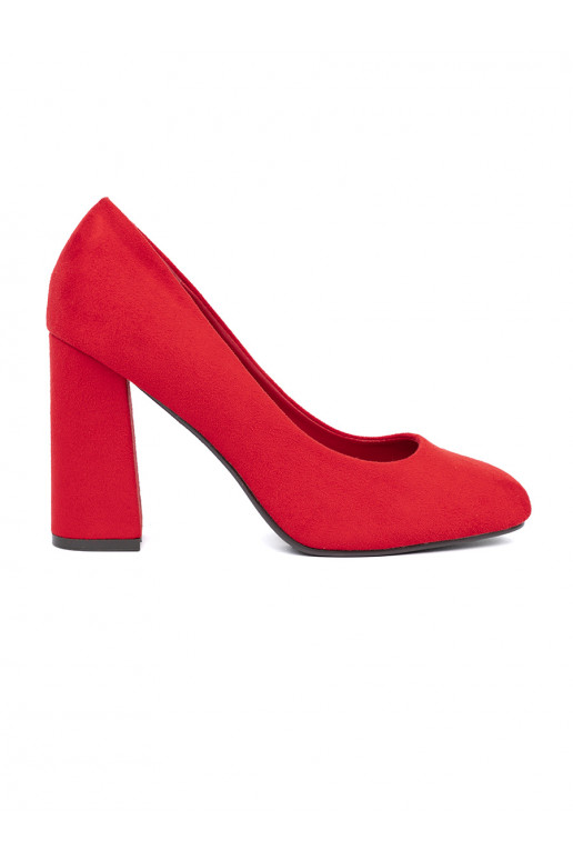 červené vysoké podpatky z zaokrąglonym noskiem  červené vysoké podpatky z zaokrąglonym noskiem
