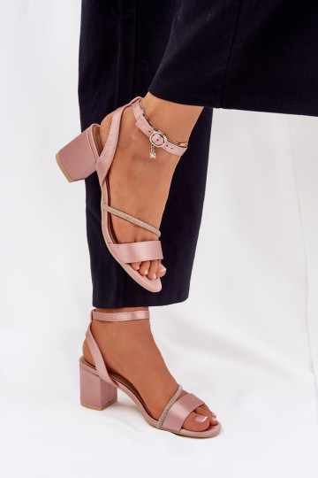 Dámské sandály na vysokém podpatku s třpytivými očky Vinceza 20268 růžová