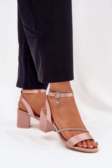 Dámské sandály na vysokém podpatku s třpytivými očky Vinceza 20268 růžová 2