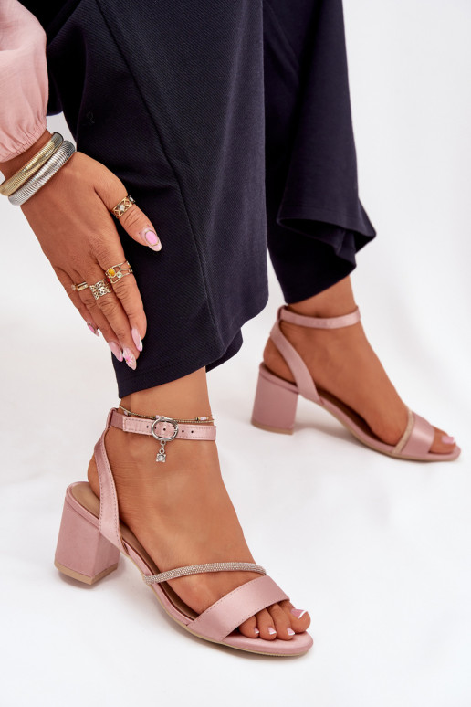 Dámské sandály na vysokém podpatku s třpytivými očky Vinceza 20268 růžová Dámské sandály na vysokém podpatku s třpytivými očky Vinceza 20268 růžová