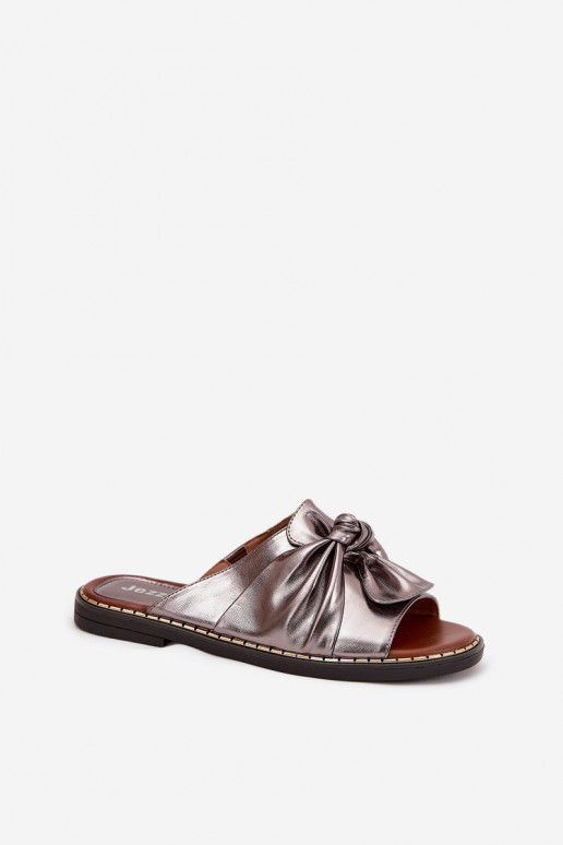 Dámské pantofle s širokými podpatky šedá Nelvira