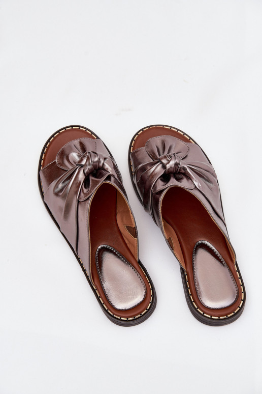 Dámské pantofle s širokými podpatky šedá Nelvira