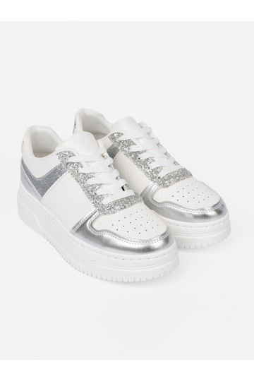 Bílá  Tenisky z połyskującymi detalami 2