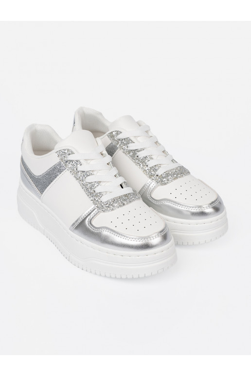 Bílá  Tenisky z połyskującymi detalami