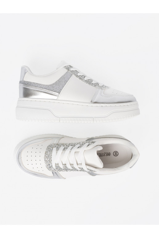 Bílá  Tenisky z połyskującymi detalami