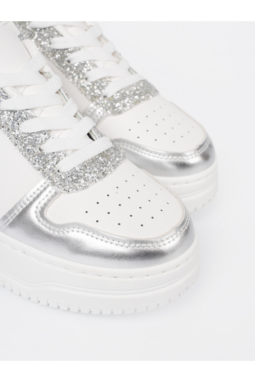 Bílá  Tenisky z połyskującymi detalami