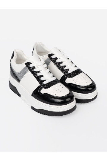 Černé a-bílé Tenisky z połyskującymi mi detalami 2