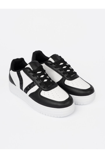 černá-bílé Tenisky z brokatowymi wstawkami 2