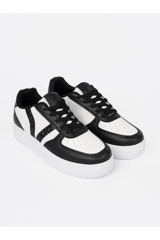  černá-bílé Tenisky z brokatowymi wstawkami