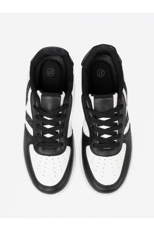  černá-bílé Tenisky z brokatowymi wstawkami